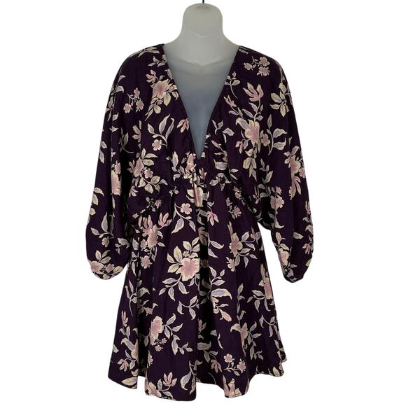 Free People PORTIA Floral Print Babydoll Balloon Sleeves Mini Dress Size XS $148 - Picture 9 of 14